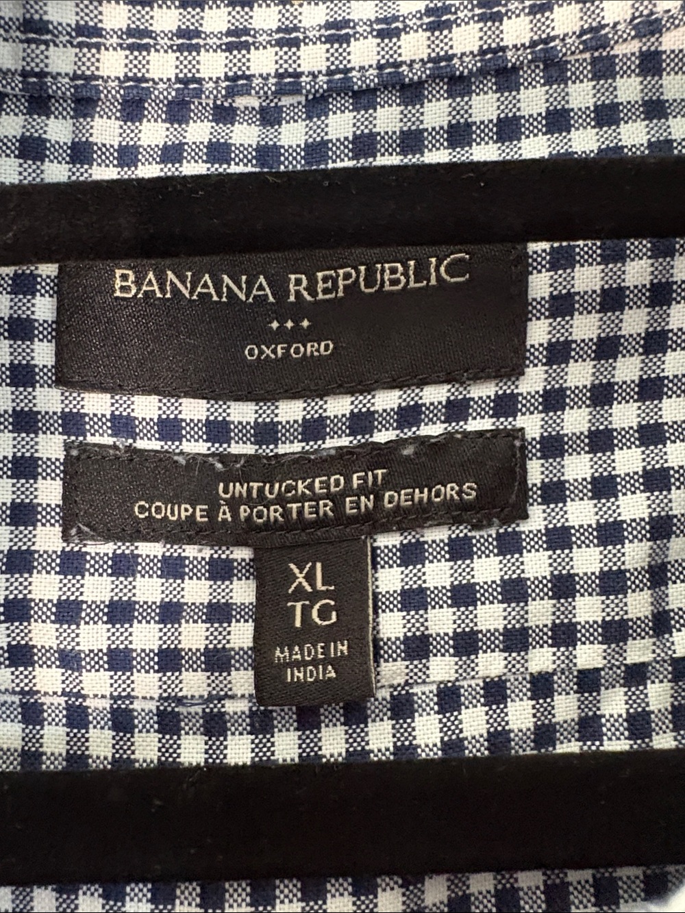 Banana Republic Navy & White Small Checkered Button-Down Shirt size XL - Picture 2 of 8